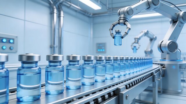 Automated vaccine bottle production line