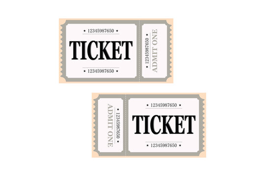 Vector empty ticket template. Isolated modern coupon mockup for travelling, movie, theater, airplane. Blank white tickets, icon. Concert, festival, event admit layouts.