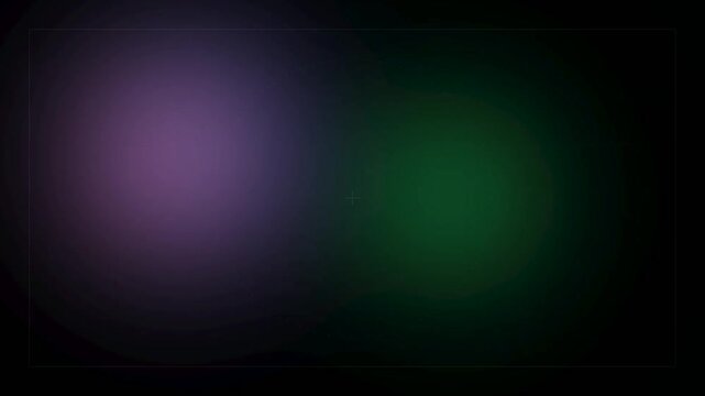 Abstract dark background with soft glowing blue and green light spots and a thin frame border