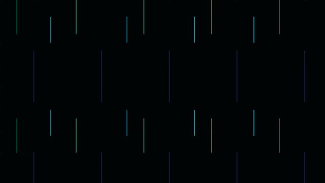 Abstract dark background with thin glowing vertical lines in blue and green colors forming a modern digital pattern design
