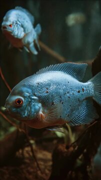 Blue fish swimming underwater