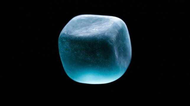 floating blue silicone cornerstone on black background product photography