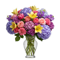 Obraz premium Vibrant spring bouquet in a clear glass vase