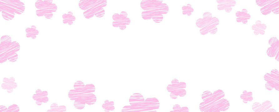 Pink Scribble Flower Border PNG for Invitations, Scrapbook Pages and Kids Design