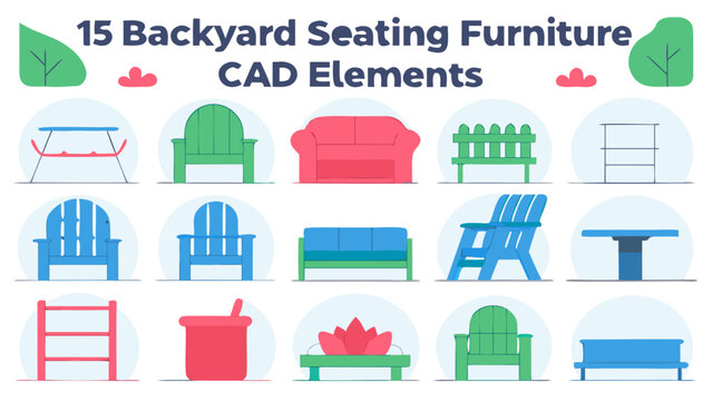 CAD Elements Backyard Seating Furniture Collection for Outdoor Living Design