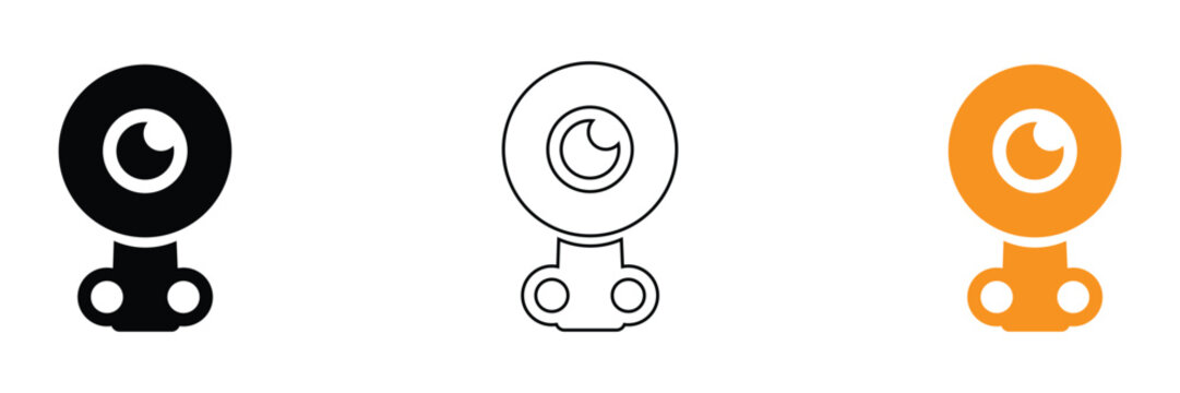 Modern Webcam Technology Logo Vector Icon for Video Streaming Camera Lens Symbol Minimalist Black Orange Webcam Illustration Digital Communication Camera Graphic Design