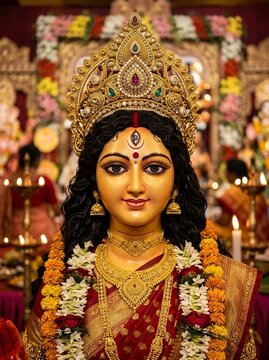 Grand Navratri Celebration Featuring Beautiful Maa Durga Murti