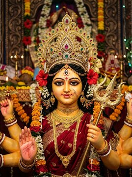 Grand Navratri Celebration Featuring Beautiful Maa Durga Murti
