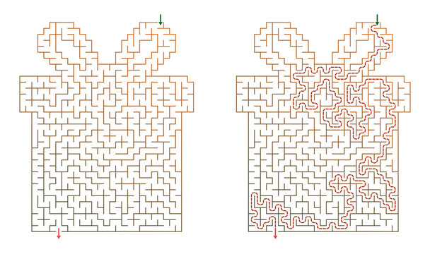 Christmas maze with solution for kids activity games  