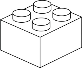 Obraz premium Black and white line drawing of a lego brick with four studs on top