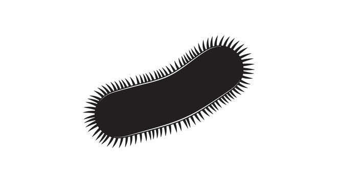 Black Silhouette Of Bacterium With Fimbriae On White Background