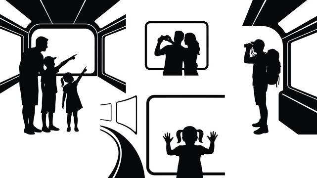 People using interactive museum exhibit panels