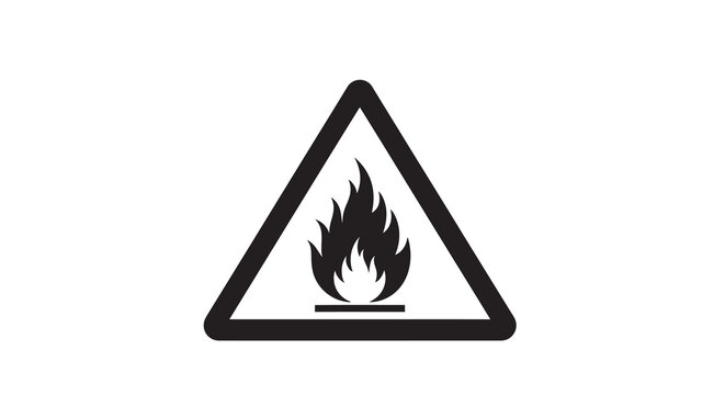 Flammable Warning Sign Silhouette On White Background
