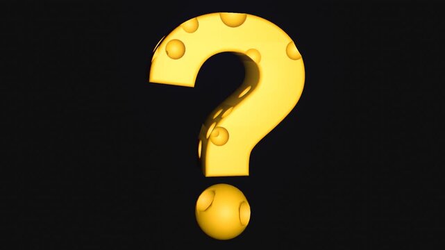 10 seconds cheese yellow question mark rotating spinning  food nutrition healthy choice seek vertical axis transparent  background Alpha Channel Isolated Seamless loop HD video .mov