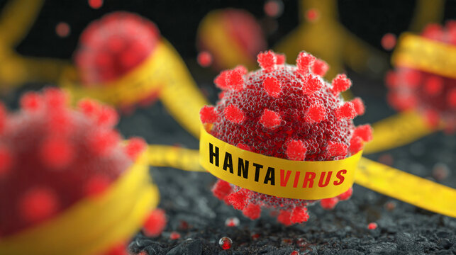 Hantavirus Orthohantavirus background concept with text - Red 3d virus viruses
