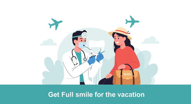 Dentist preps smiling patient for travel, a perfect smile for vacation awaits