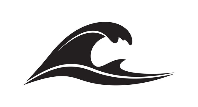 Wave Silhouette Against White Background Black And White Graphic