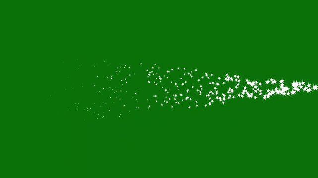 magic light stars line effect, white glowing fairy sparkle line burst, twinkling white glowing star with sparkling glitter animation, fairy dust wand glitter stars trail on green screen. 4k video.