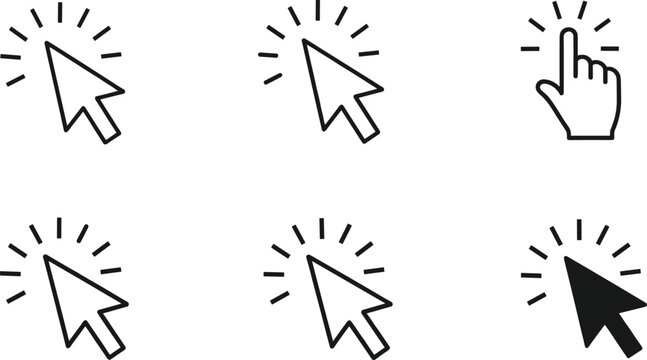 Cursor Click and Tap Icon Collection with Pointer Symbols and User Interface Interaction Elements for Web and Mobile Design