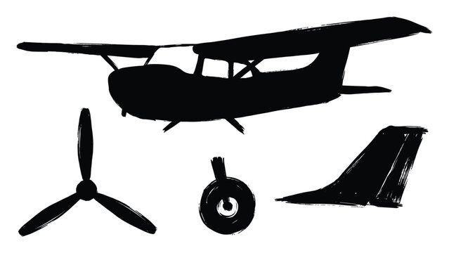 Small airplane set propeller fuselage and tail element
