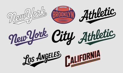 Obraz premium Vintage Athletic Sports Typography and City Logo Vector Set