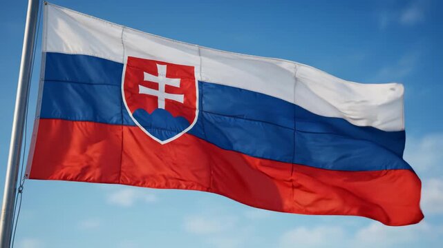 Slovakia flag waving in sky