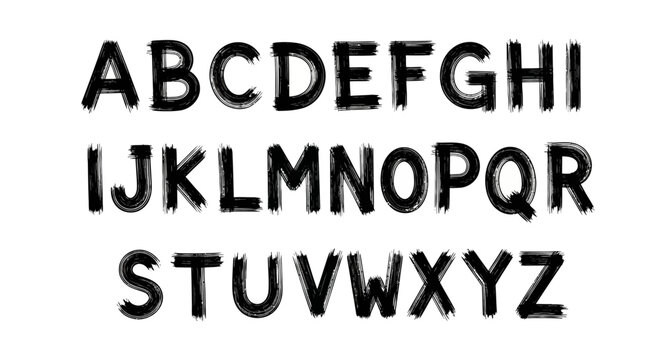 Black Brush Stroke Alphabet Letters A to Z.