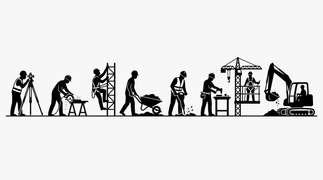 Construction workers at a building site.