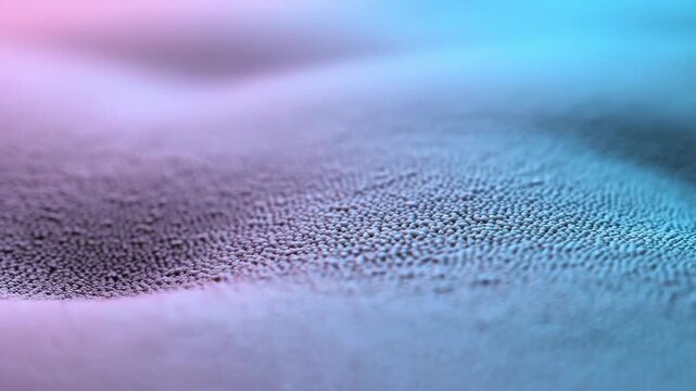 Foam Bubbles Macro View of Metallic Micro Spheres Forming a Wavy Surface with Glowing Blue Highlights
