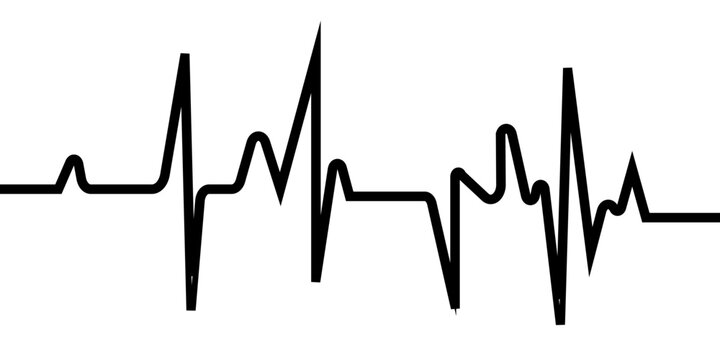 Heart beat one line. Continuous lines heart beats drawing. Wave pulse. Art heartbeat waves. Hand draw cardiogram. Outline human. Black ekg stroke isolated on white background. Vector illustration