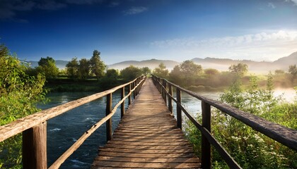 Fototapeta premium wooden bridge over the river