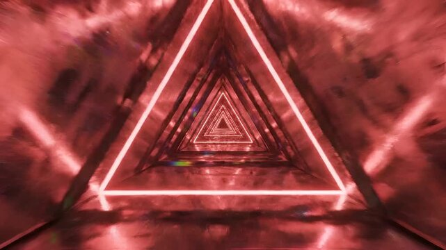 Abstract Red Triangle Tunnel Infinite Loop Motion Background.