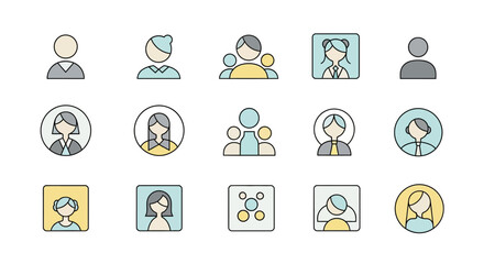Fototapeta premium Collection of diverse user profile icons in a grid layout.