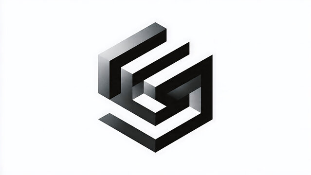 Modern keystone line logo design with geometric 3D shape