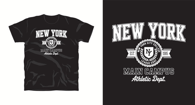 New york city college athletic dept t-shirt design vector, a vintage sports graphic for apparel print.