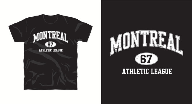 Montreal 67 athletic league vintage t-shirt design vector.