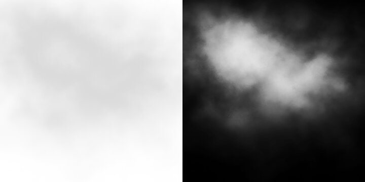 Realistic mist smoke png with soft fog clouds, transparent steam effect, dark atmospheric smog background, powder dust motion and chemical air pollution design concept.