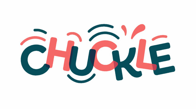 Vector illustration of the word CHUCKLE in playful, two-tone overlapping typography with decorative lines and dots, isolated on a white background