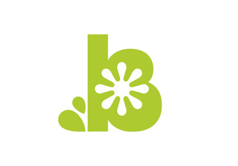 Green letter b logo design with flower and leaves © klx