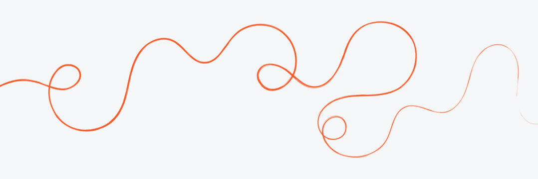 Red thread isolates on a white background. red thread looped in a circle form, symbolizing vector. line of red yarn, long red thread. Vector Illustration . EPS 10 .