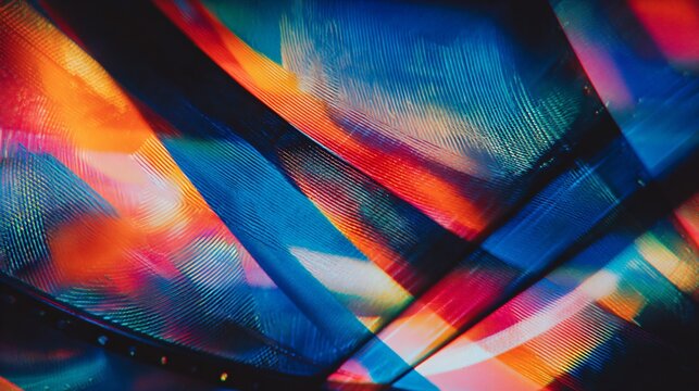 A vibrant composition of overlapping film negatives with light leaks and grain textures creating a dynamic artistic pattern