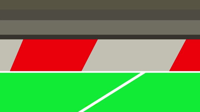 Cartoon style animation of a soccer ball rolling on the field, green, art, vintage, 2D.
