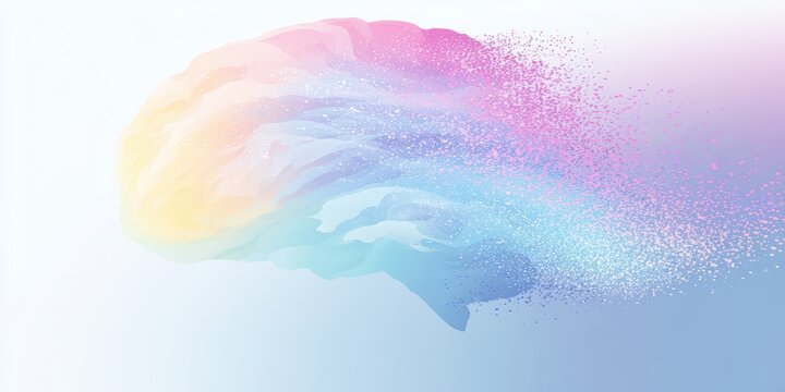 alzheimers awareness art, alzheimer awareness postcard abstract brain-shaped light formation on pastel gradient, elegant medical design with spacious typography space
