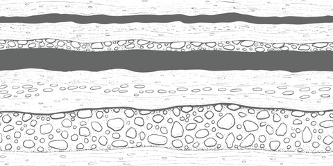 Underground soil layers cross section with rocks ground textures and geological strata vector illustration. © Artful