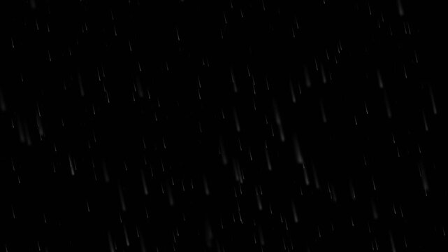 Realistic Cinematic Rain Overlay - 4K Seamless Loop on Black Background