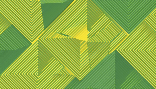 Three dimensional abstract green and yellow colored geometric maze pattern design, AI generated