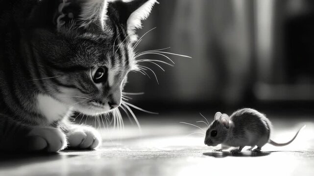 Cat and mouse confrontation