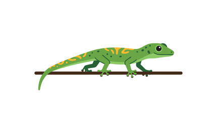 Fototapeta premium Green Gecko Lizard with Yellow Spots on Branch PNG Isolated on transparent background