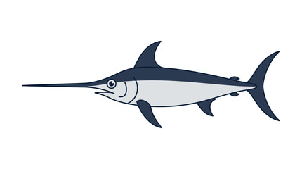 Obraz premium Swordfish illustration with long bill and fins PNG Isolated on transparent background