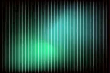 Fototapeta premium abstract fluted glass background with green and blue neon glow behind vertical ribbed texture pattern